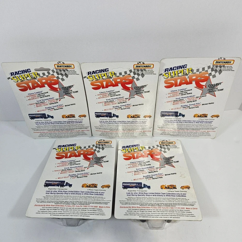 Matchbox Racing Super Stars Michael Waltrip 30 Pennzoil Pontiac Lot of 5 1992